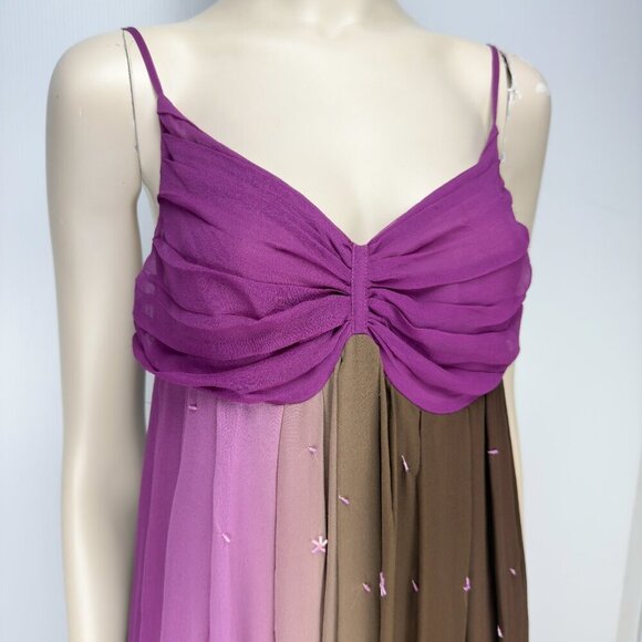 AMERICAN VINTAGE PARIS Silk Fairy Whimsical Flowy Pink Sheer Sequin Midi Dress42 - Picture 5 of 9